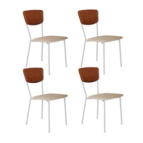 Cadeira Fixa Estofada Vintage Retrô com 4 Unidades Caramelo/Branco
