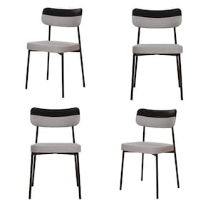 Kit com 4 Cadeiras para Sala de Jantar Mona Yescasa Cinza Claro Corriente/Preto
