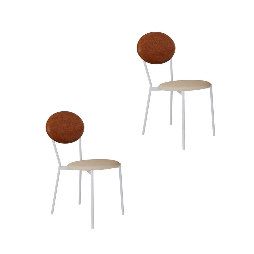 Cadeira Fixa Estofada Vintage Elipse com 2 Unidades Areia Light/Caramelo/Branco Fosco