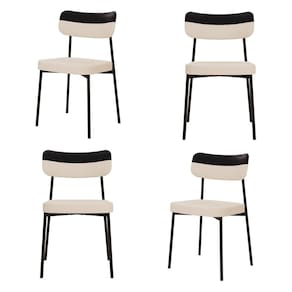 Kit com 4 Cadeiras para Sala de Jantar Mona Yescasa Areia Corriente/Preto