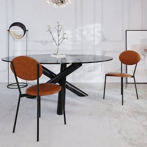 Cadeira Fixa Estofada Vintage Elipse com 4 unidades Caramelo/Preto Fosco