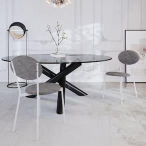 Cadeira Fixa Estofada Vintage Elipse com 2 unidades Prata /Branco Fosco