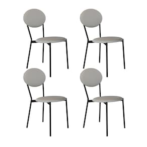 Cadeira Fixa Estofada Vintage Elipse com 4 Unidades Saturno Off White/Preto Fosco