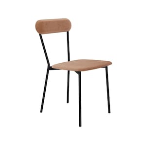 Cadeira Fixa Estofada Vintage Emília Nude/Preto Fosco