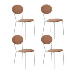 Cadeira Fixa Estofada Vintage Elipse com 4 unidades Nude/Branco