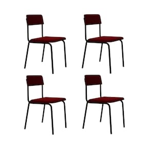 Conjunto 4 Cadeiras Estofadas Fixa Empilhável Fit Vermelho Vinho City / Preto Fosco