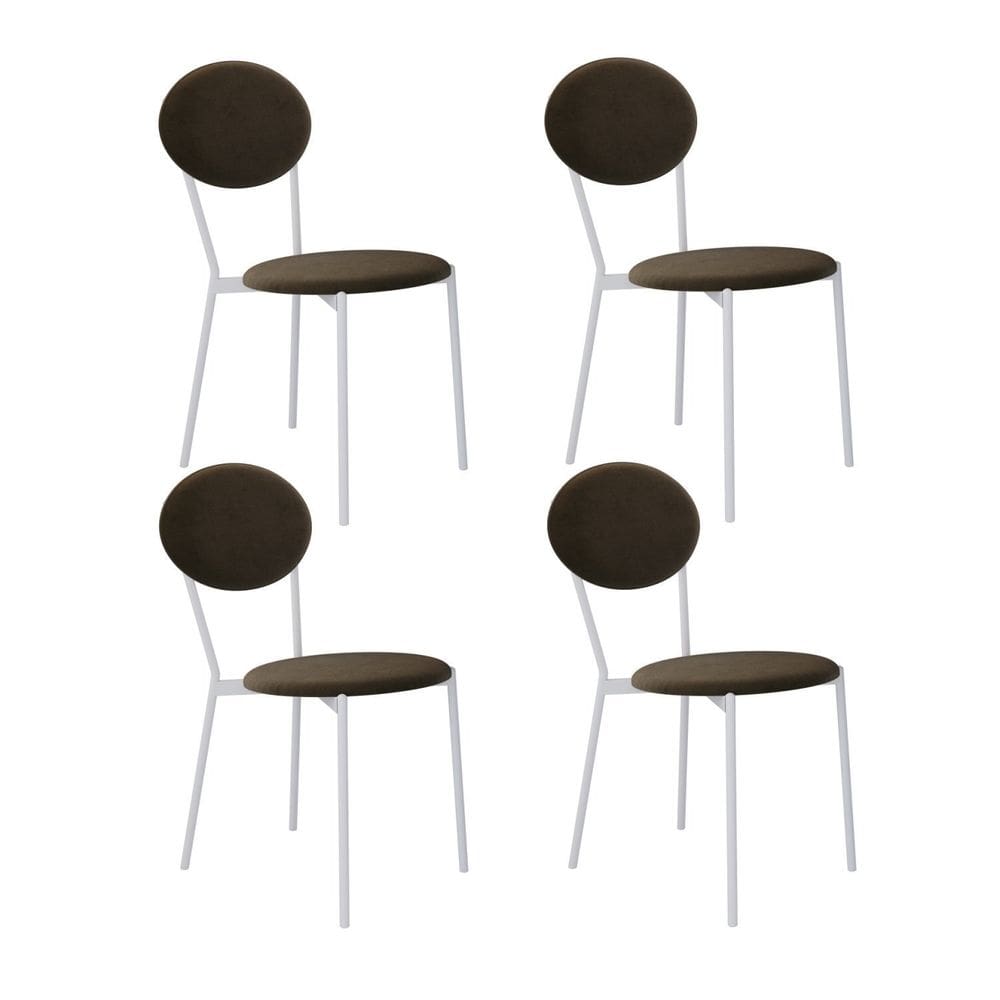 Cadeira Fixa Estofada Vintage Elipse com 4 unidades Branco/Preto