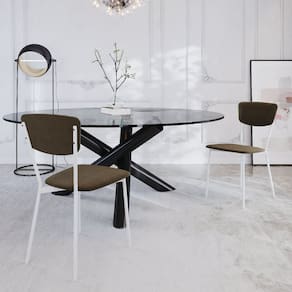 Cadeira Fixa Estofada Vintage Retrô Sand/Branco Fosco