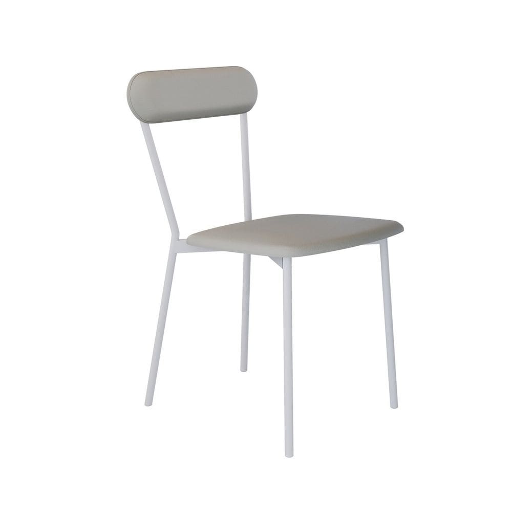 Cadeira Fixa Estofada Vintage Emília Saturno Off White/Branco Fosco