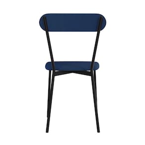 Cadeira Fixa Estofada Vintage Emília com 2 unidades Azul/Preto