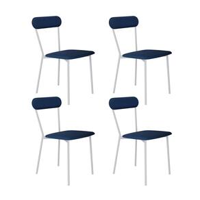 Cadeira Fixa Estofada Vintage Emília com 4 Unidades Azul/Branco Fosco
