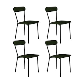 Cadeira Fixa Estofada Vintage Emília com 4 unidades Verde Musgo