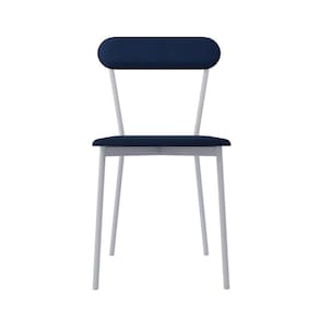 Cadeira Fixa Estofada Vintage Emília com 2 unidades Azul/Branco