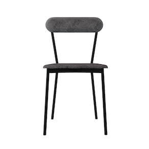 Cadeira Fixa Estofada Vintage Emília com 2 unidades Cinza/Preto