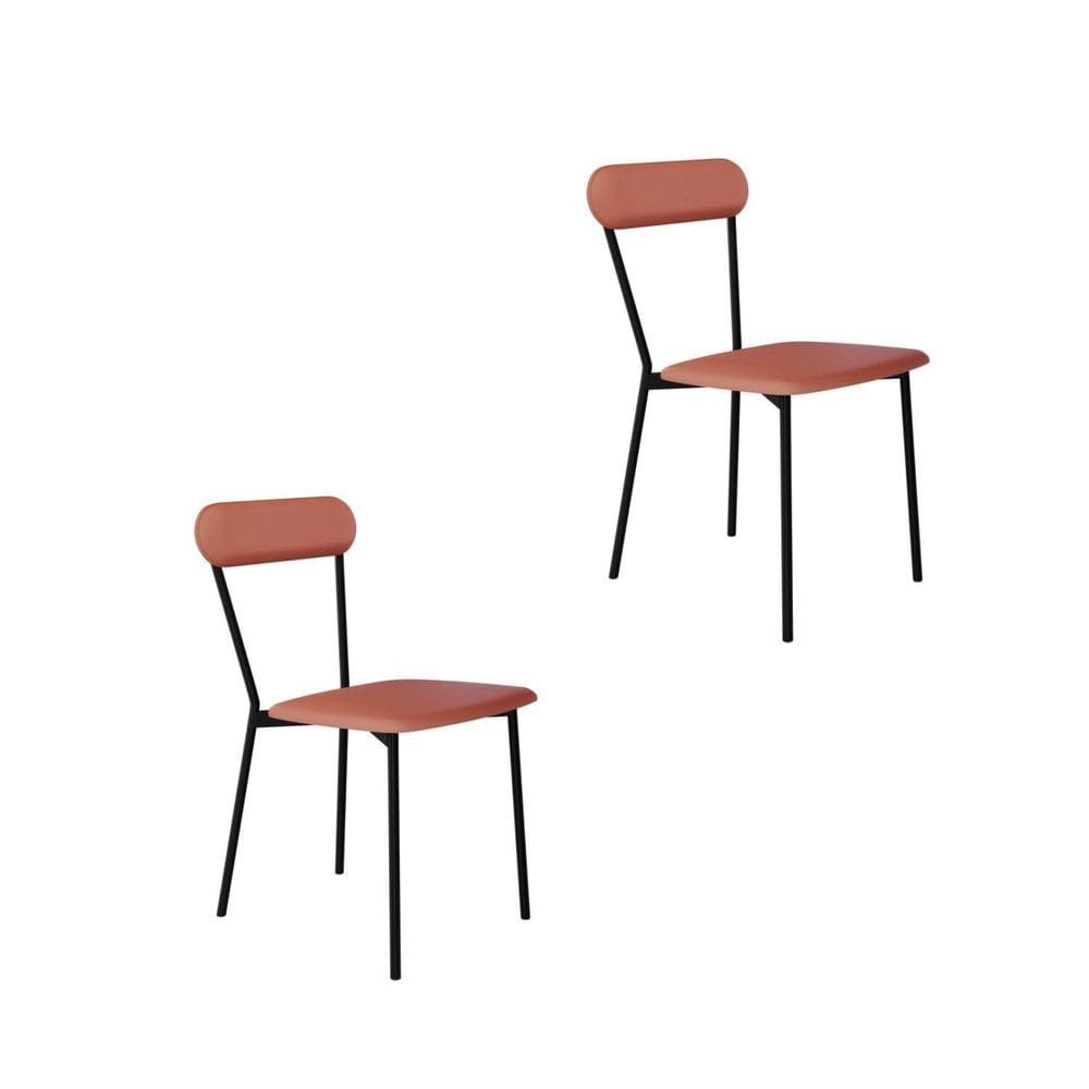 Cadeira Fixa Estofada Vintage Emília com 2 Unidades Tulipa Rosê/Preto Fosco