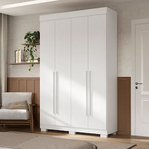 Guarda-Roupa Casal 133cm 4 Portas Willow Espresso Móveis Branco