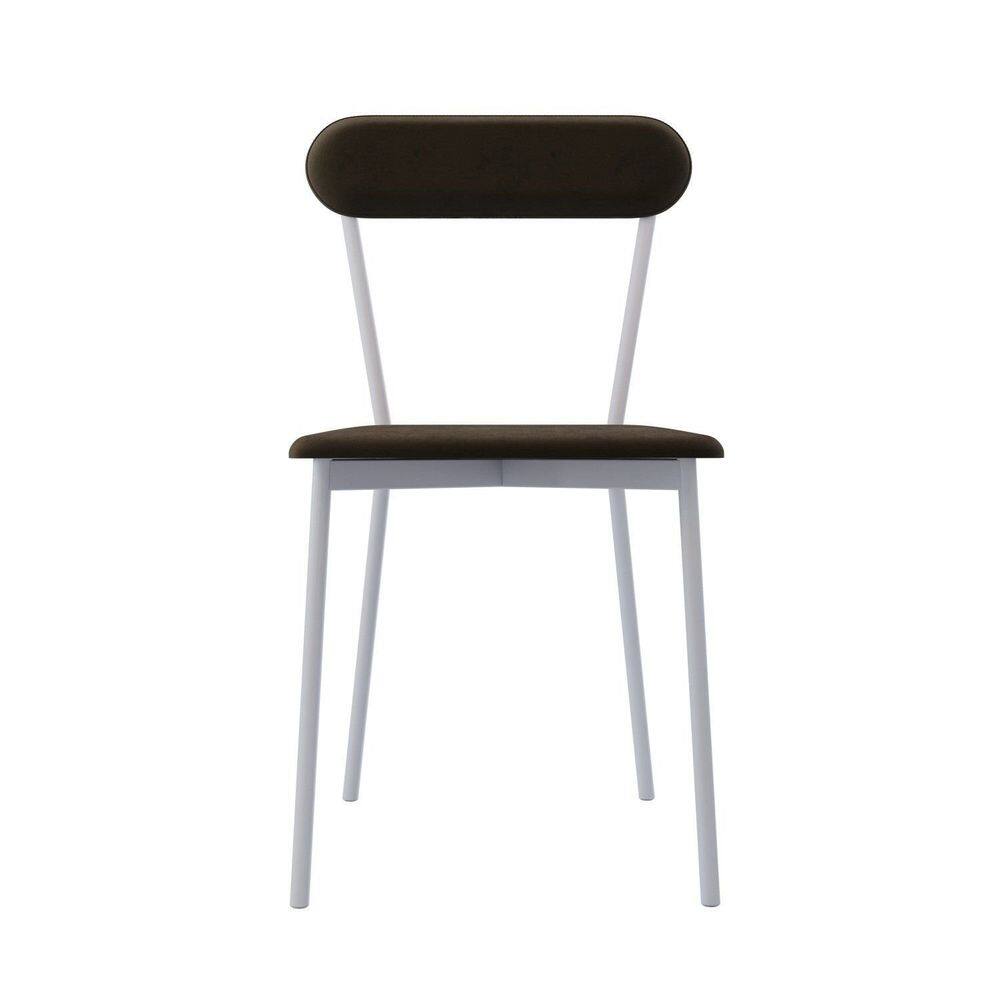Cadeira Fixa Estofada Vintage Emília com 2 unidades Branco/Preto