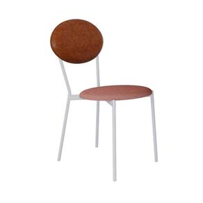 Cadeira Fixa Estofada Vintage Elipse Tulipa Rosê/Caramelo/Branco Fosco