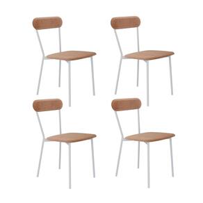 Cadeira Fixa Estofada Vintage Emília com 4 Unidades Nude/Branco Fosco