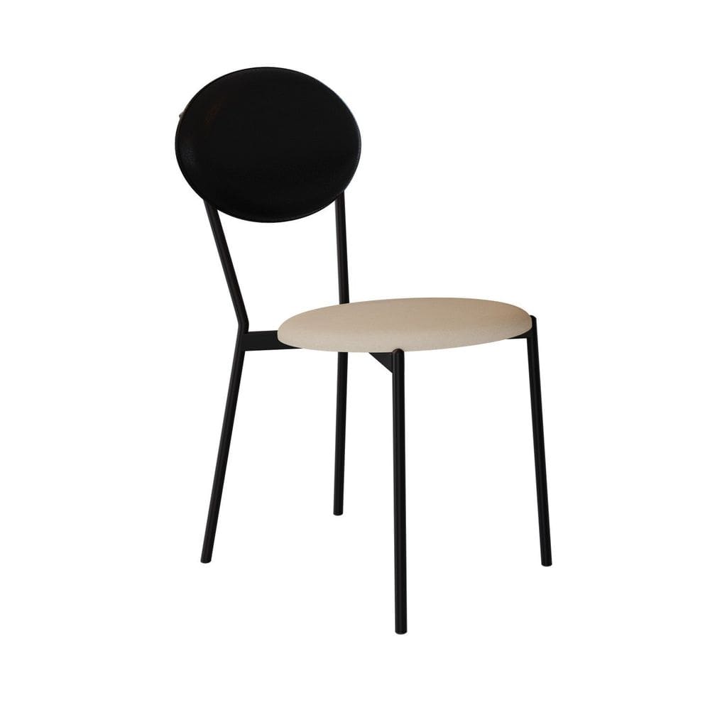 Cadeira Fixa Estofada Vintage Elipse Areia Light/Preto/Preto Fosco