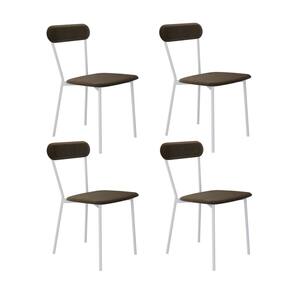 Cadeira Fixa Estofada Vintage Emília com 4 Unidades Sand/Branco Fosco