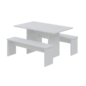 Mesa de Jantar 135x80x74cm 2,5cm com 1 Banco Essence Branco