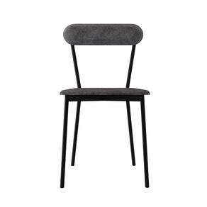 Cadeira Fixa Estofada Vintage Emília com 4 unidades Cinza/Preto