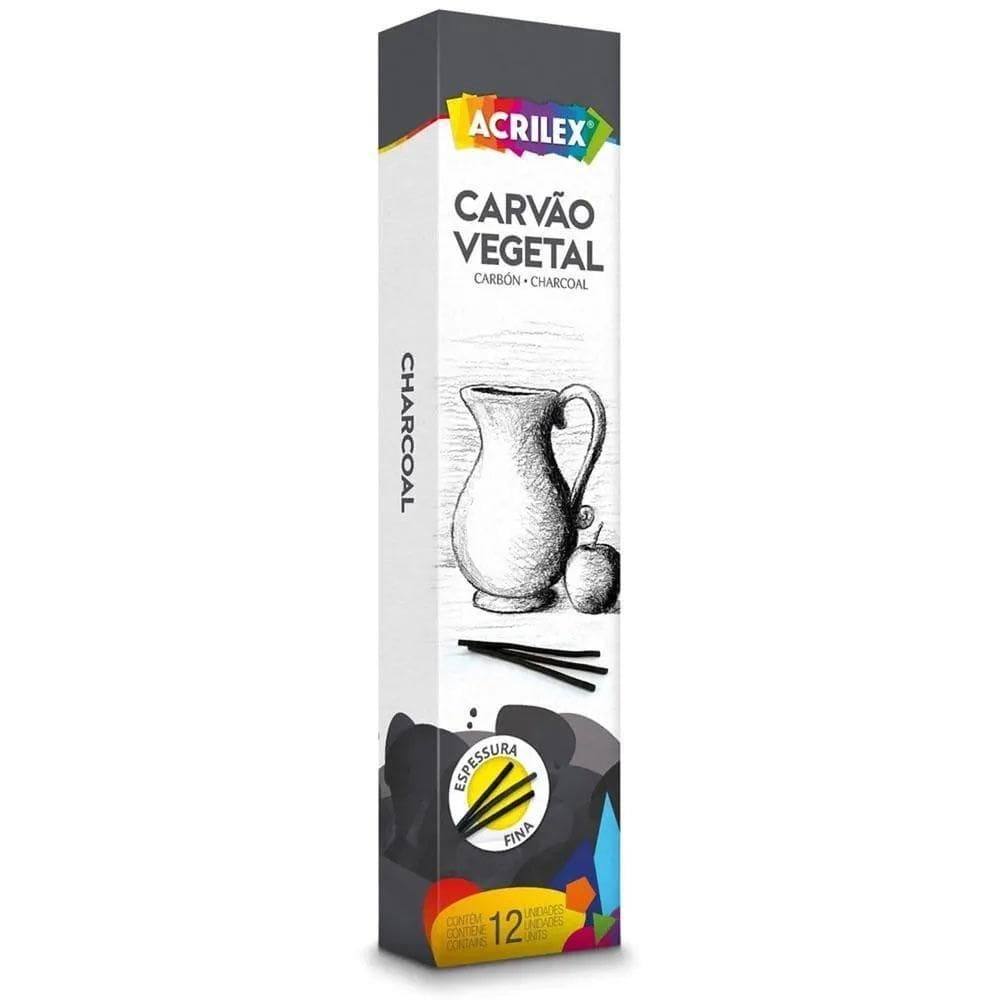Carvão Vegetal Fino Artistico Preto 12Und Acrilex