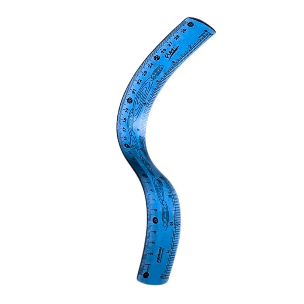 Régua Escolar Flexível 30cm Colorida Azul - Waleu