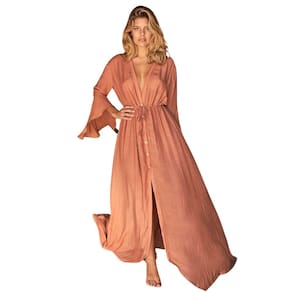 Saída de Praia Longa Lisa Túnica Kimono Elegant Piscina Diva