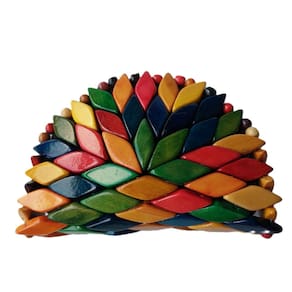 Bolsa Artesanal de Madeira, Colorida, Meia Lua, tipo Carteira, Porta-moedas