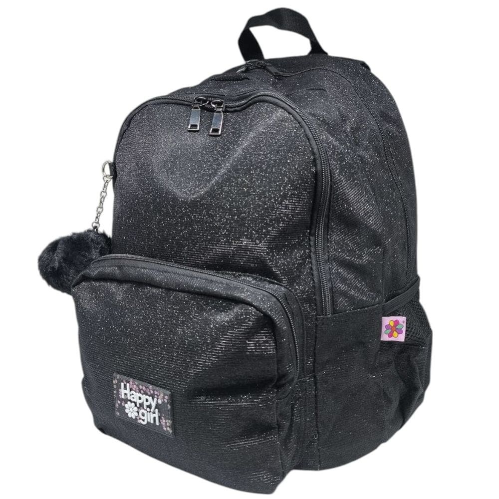 Mochila Juvenil Menina Brilho Pompom Moderna Chenson