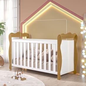 Berço Minicama 3 em 1 100% MDF Alice Espresso Móveis Branco/Amêndoa