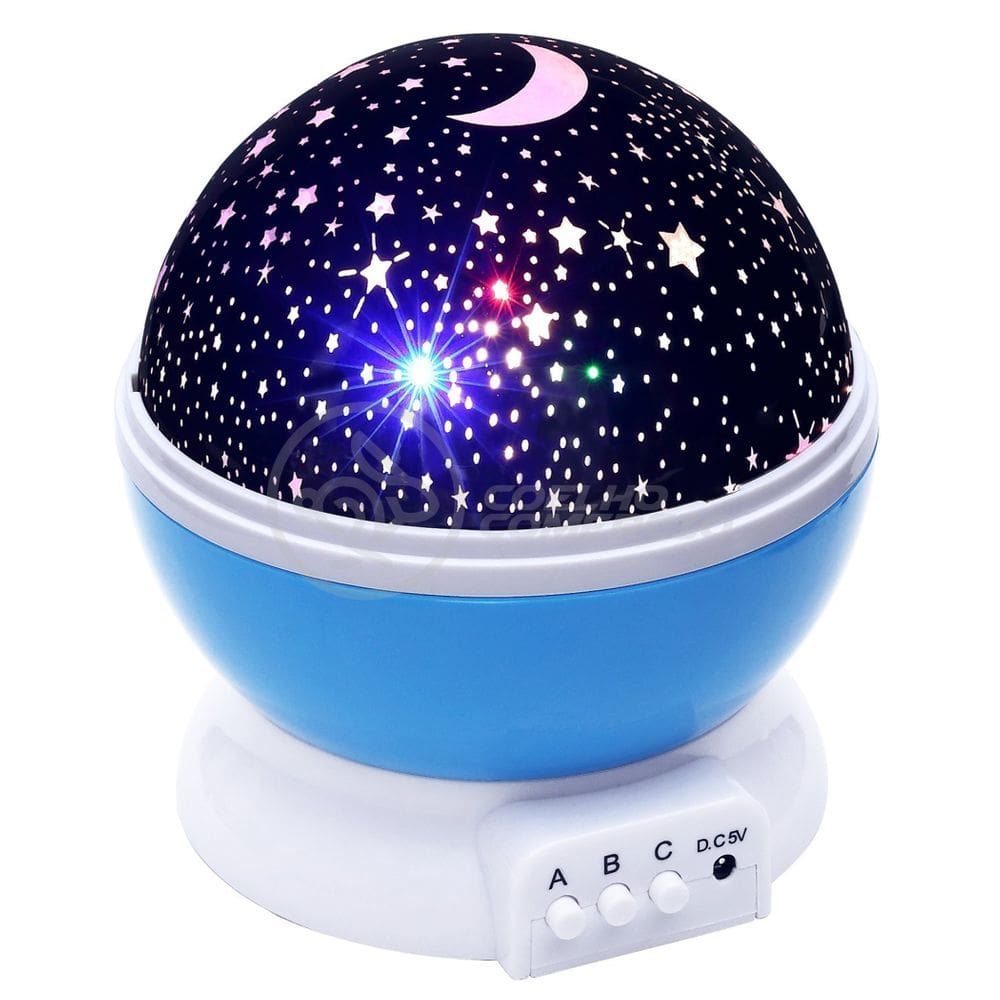 Luminária Projetor Abajur Estrelas Galáxia Universo Céu Criança Rotativa 360 - Azul