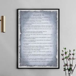 Quadro Salmos 91 - Papiro Cinza 45X34Cm