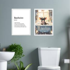Kit 2 Quadros Decorar Banheiro - Boizinho 45X34Cm - Vidro