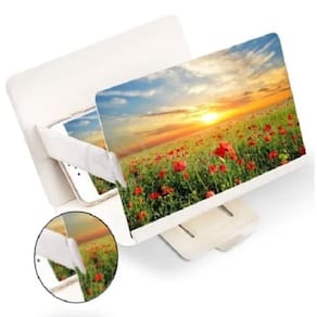 Lupa Ampliadora Tela De Celular Aumentar Smartphone 3D Universal HD Portátil Dobrável Leve - Branca