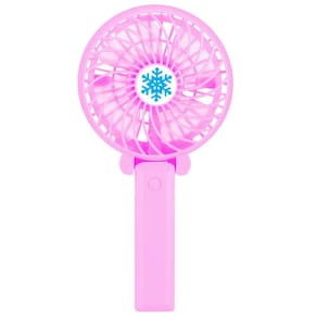Mini Ventilador de Mesa e Mão Portátil Com Suporte USB e Bateria Recarregável - Rosa