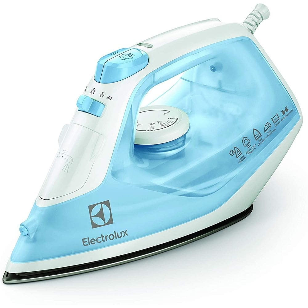 Ferro de Passar Roupas a Vapor Electrolux 1500W Antiaderente Azul 127V
