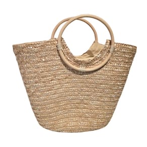 Bolsa Grande Cesta Madeira Artesanal Praia Piscina Palha