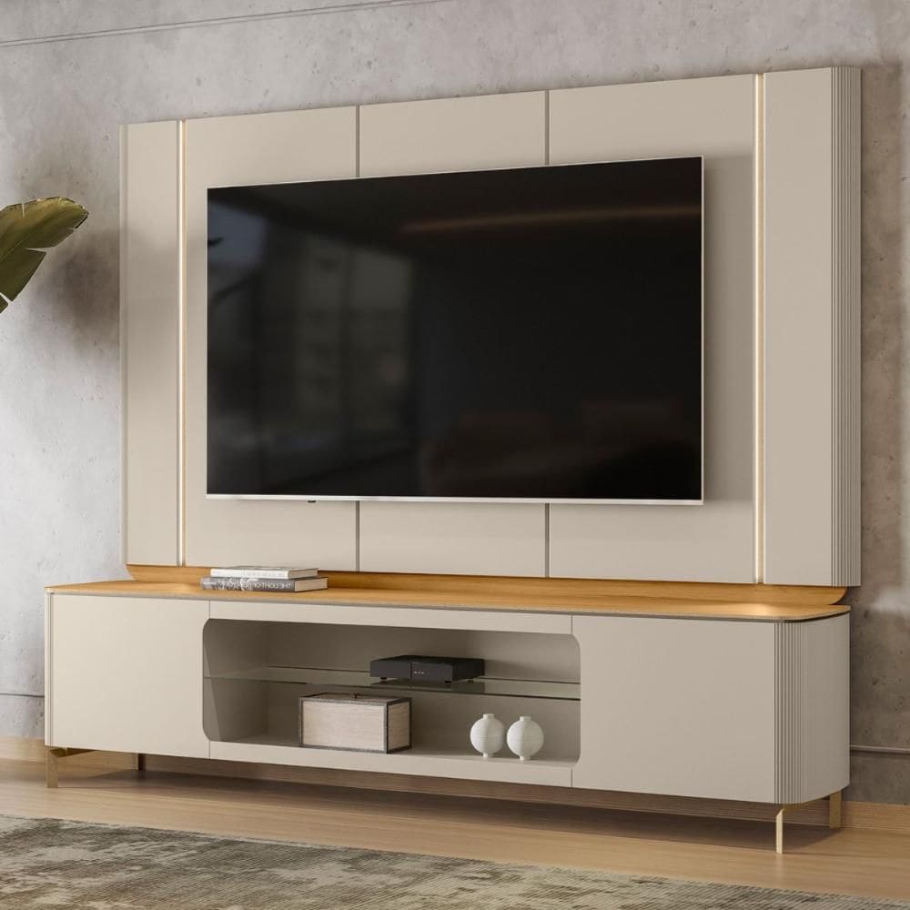 Conjunto Painel e Rack New Orleans Tauari Off White