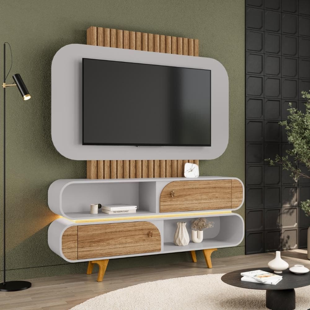 Home Para TV 55 Polegadas Siracusa Cinamomo Off-White