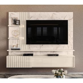 Home Bancada Suspensa Atena com 3 Portas Deslizantes Calacata Off White Madetec