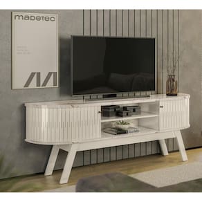Rack Bancada Valência Para TVs até 75 Polegadas Calacata Off White Madetec