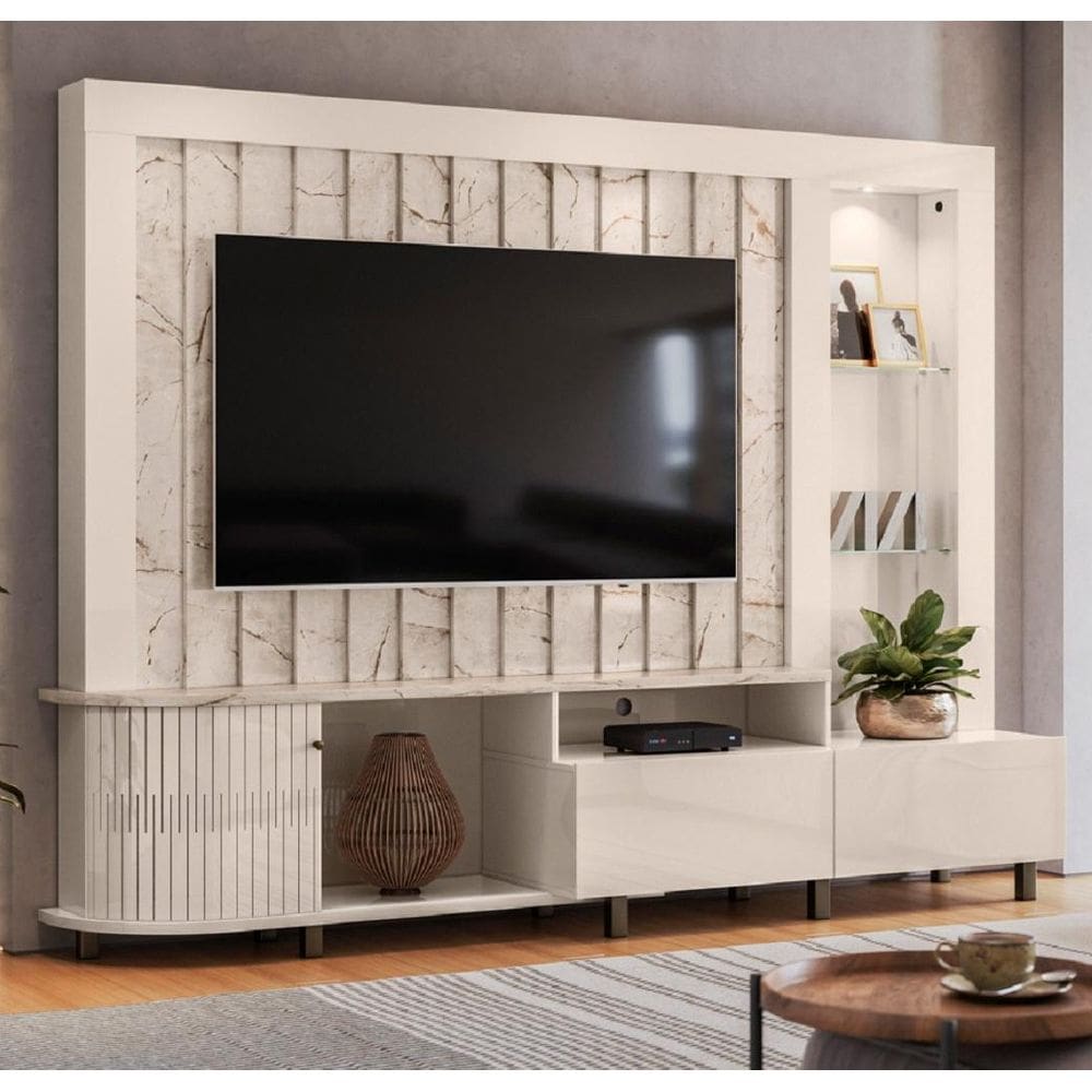 Rack Le Mans com Painel Para TV até 70 Polegadas Calata Off White Madetec