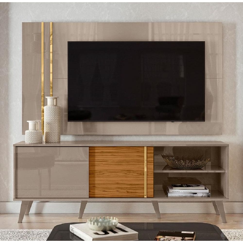 Rack Bancada e Painel para TV 60 Polegadas Cronos Fen-di Naturale Madetec