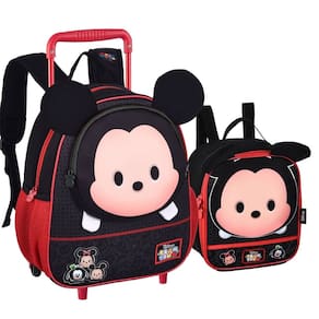 Kit Mochila Rodinha Lancheira Creche Tsum Tsum Mickey Mouse