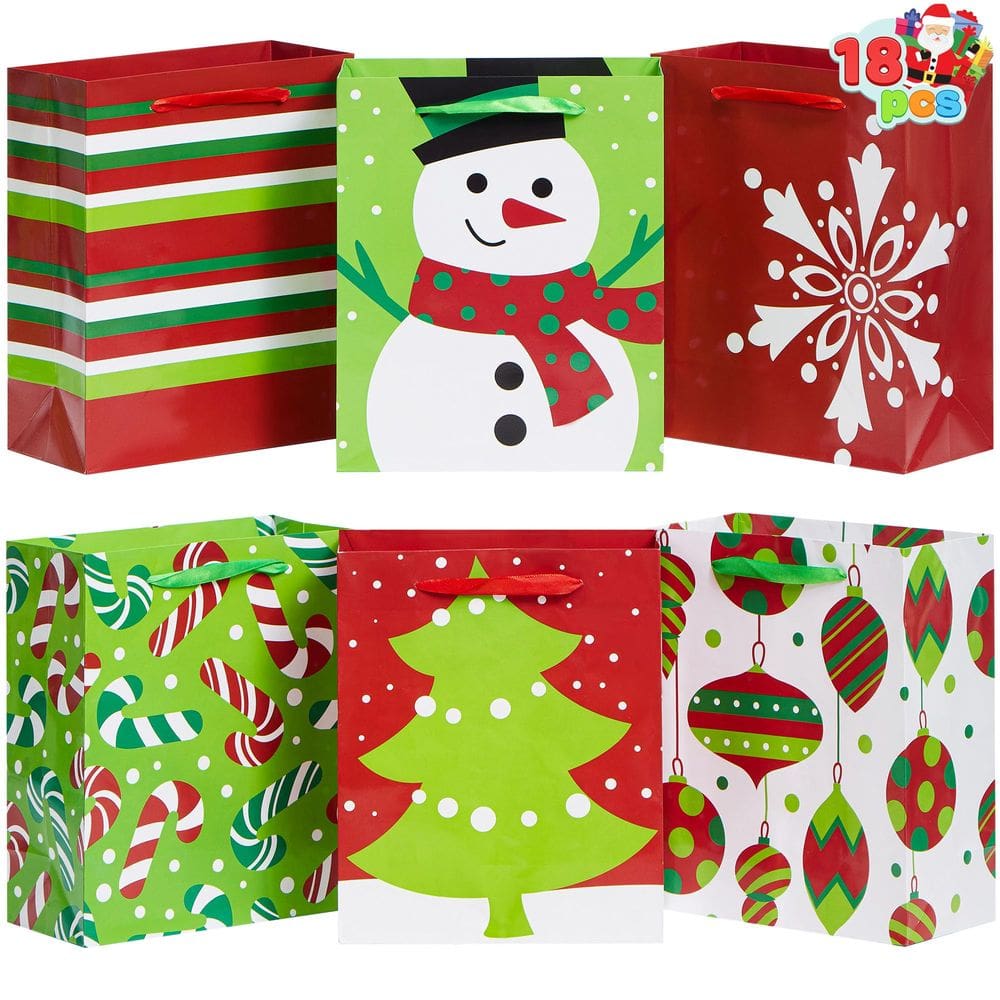 Sacos de papel de Natal JOYIN 18 peças para presente de 9 x 3,5 x 7,3 polegadas