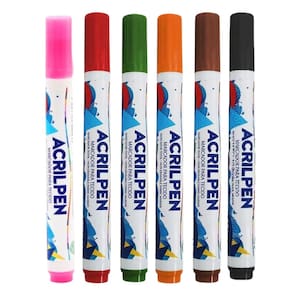 Kit 06 Canetas Marcador Para Tecido Acrilpen Colorida - Acrilex