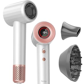 Secador de cabelo Fentgo 1500W com display LCD de íon de alta velocidade branco